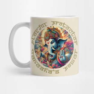 Playful Protector: Ganesha's Power in Colorful Circle - Blue, Yellow, Green, Red, Orange, Purple, White, Black Mug